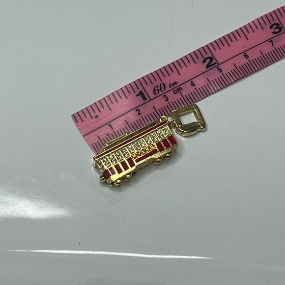 LOUIS VUITTON CABLE CAR 18KT GOLD & DIAMOND & SAPPHIRE CHARM PENDANT - Picture 7 of 12